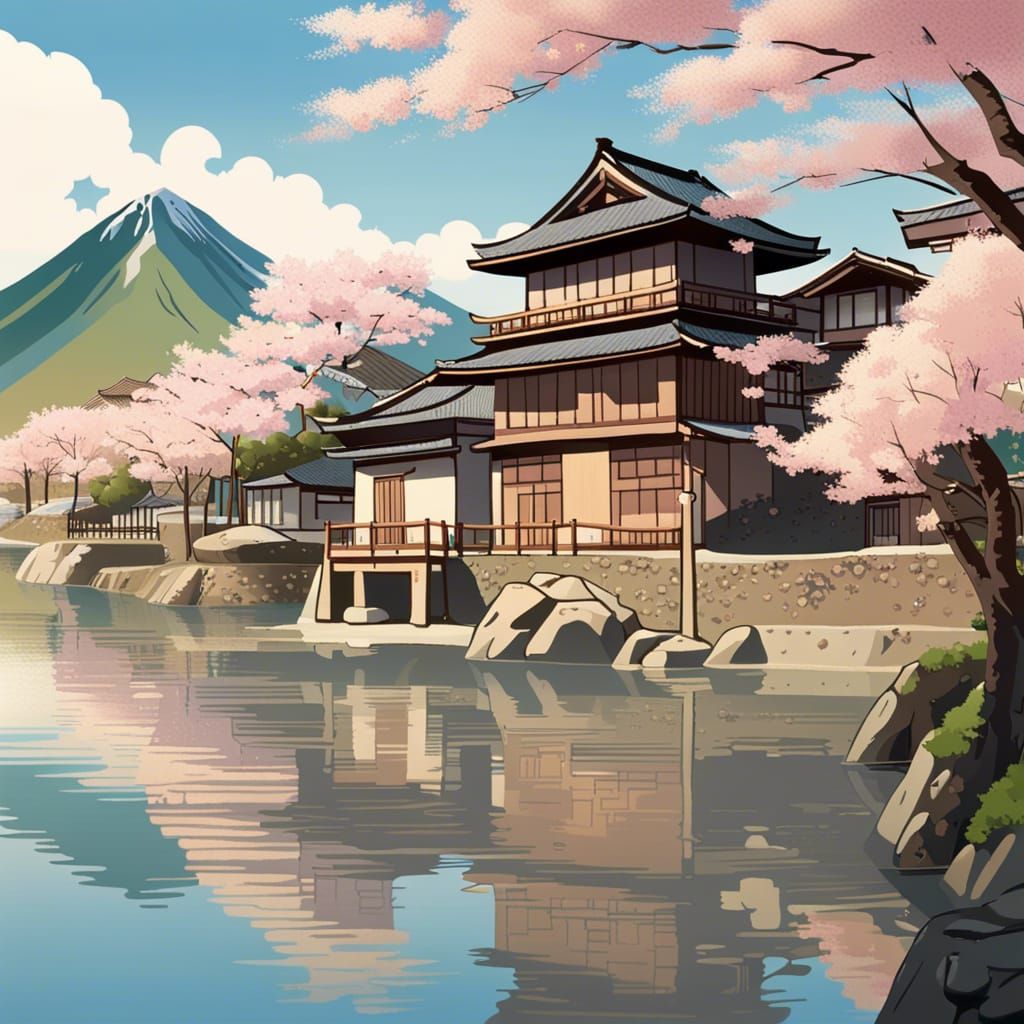 Picturesque Japanese Village Inspired by Hiroshi Yoshida