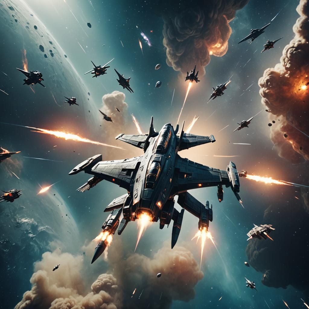 Epic Spaceship Battle in Outer Space