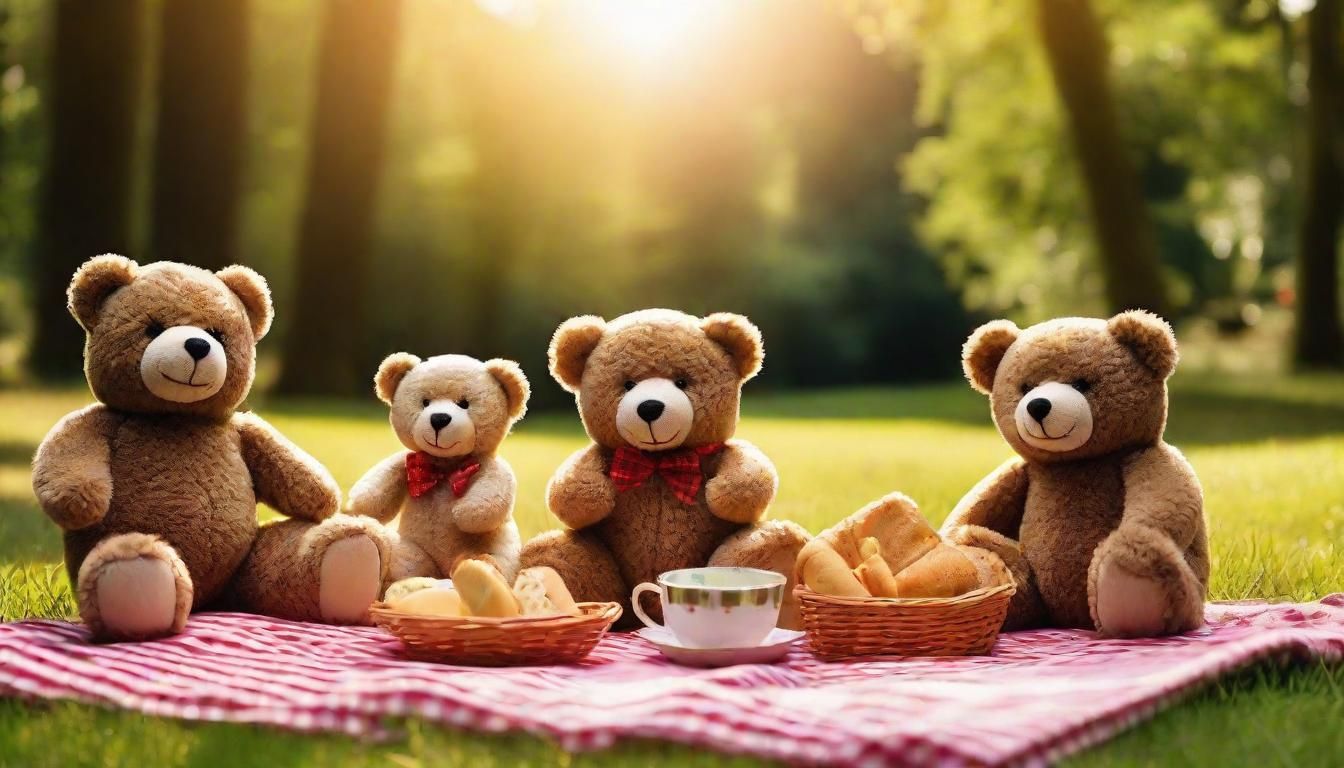 Teddy Bears' Picnic in Sunny Woodland Glade