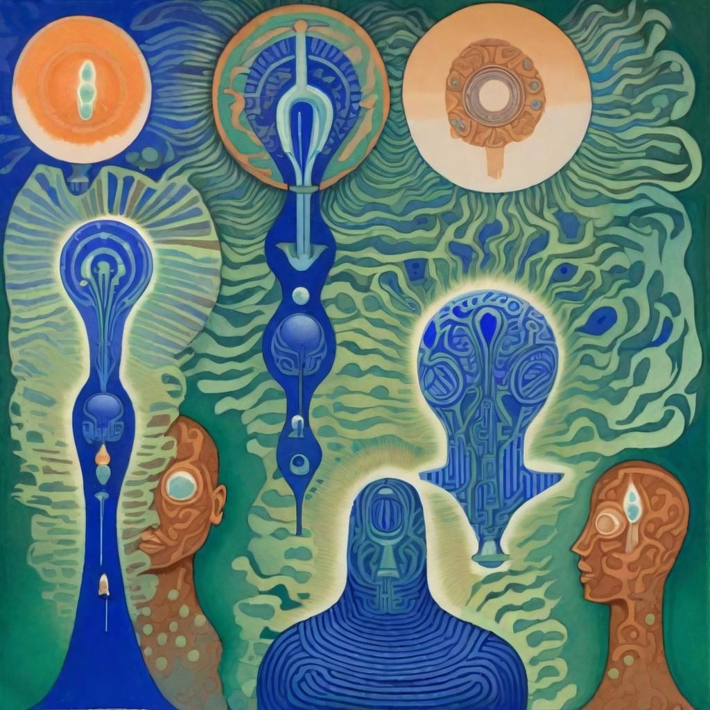 Surreal Gouache of Radiant Thought-Forms