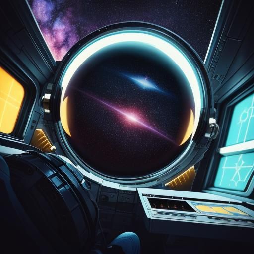 Astronaut Piloting LEGO Spaceship in Retro-Futuristic Art