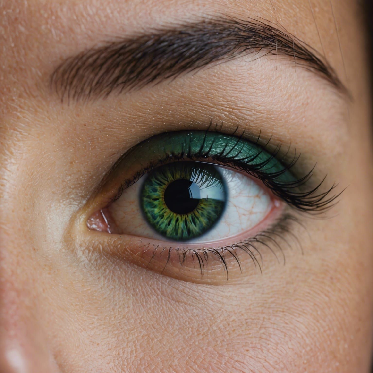 Woman's Eye Macro with Tear and Silhouette Reflection