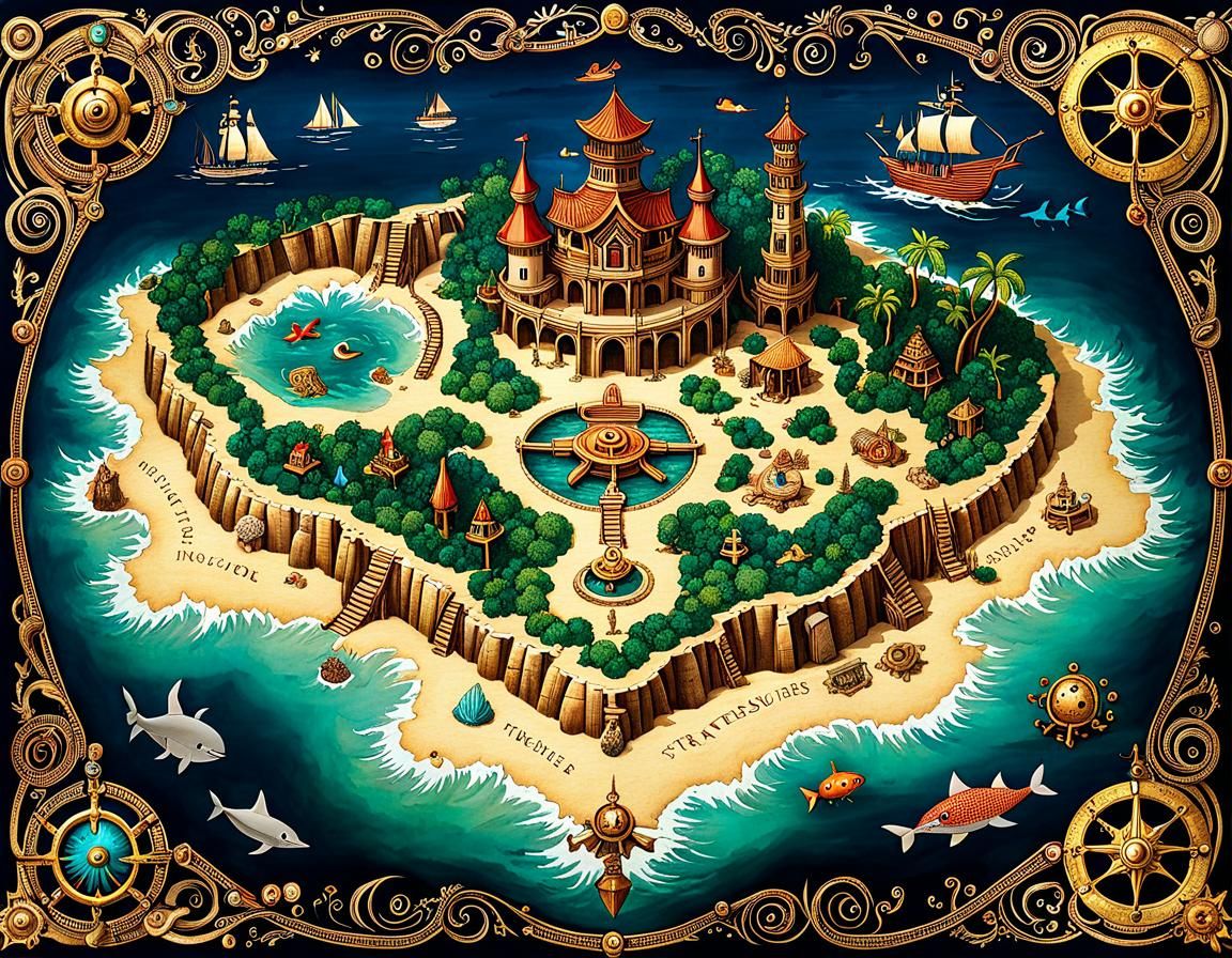 Intricate Map of Lost Treasures