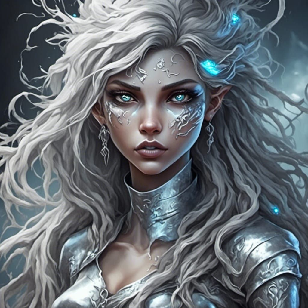 Alluring Metallic Figure with Electric Lighting