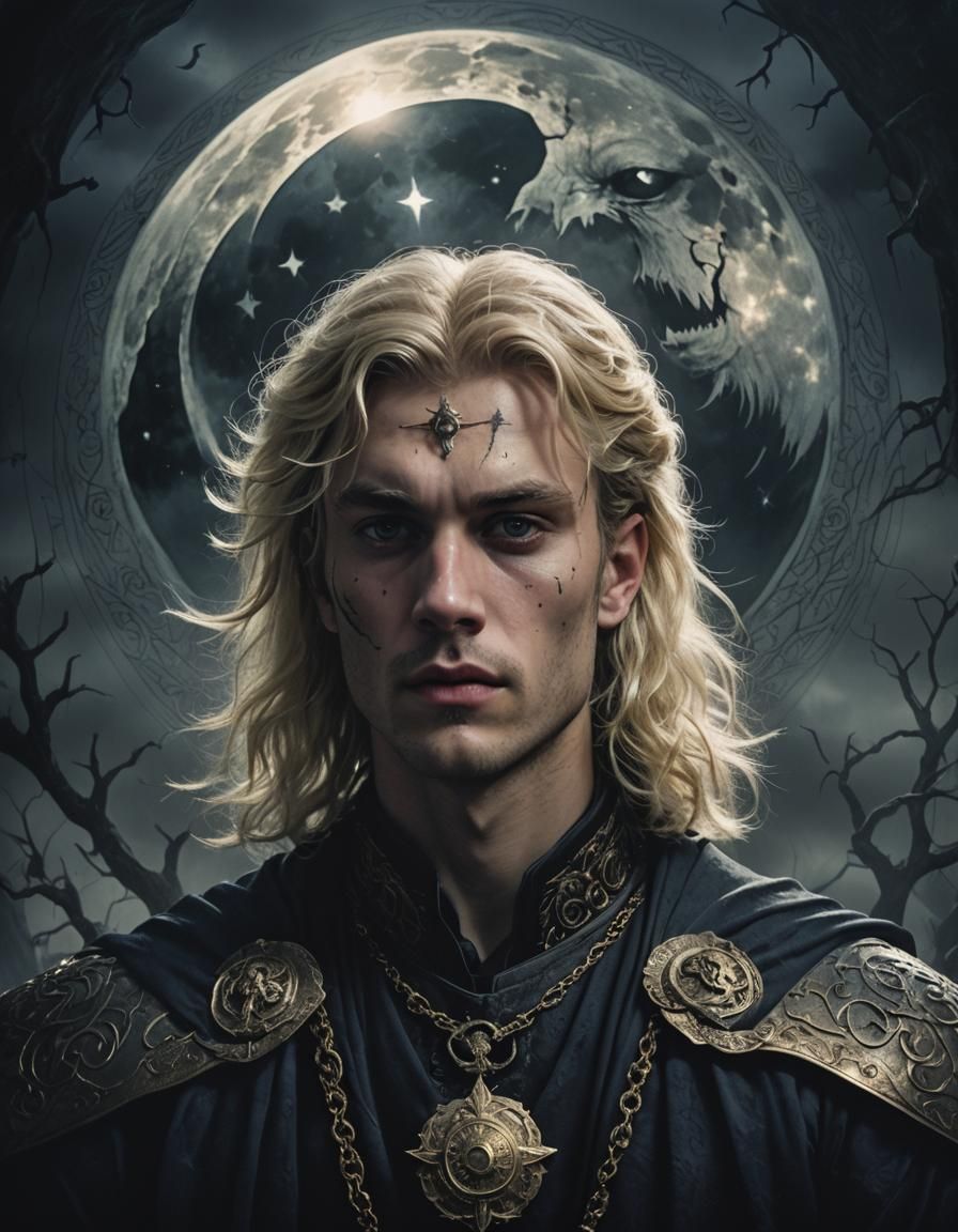 Ominous Moon Prince Portrait in Dark Fantasy Style