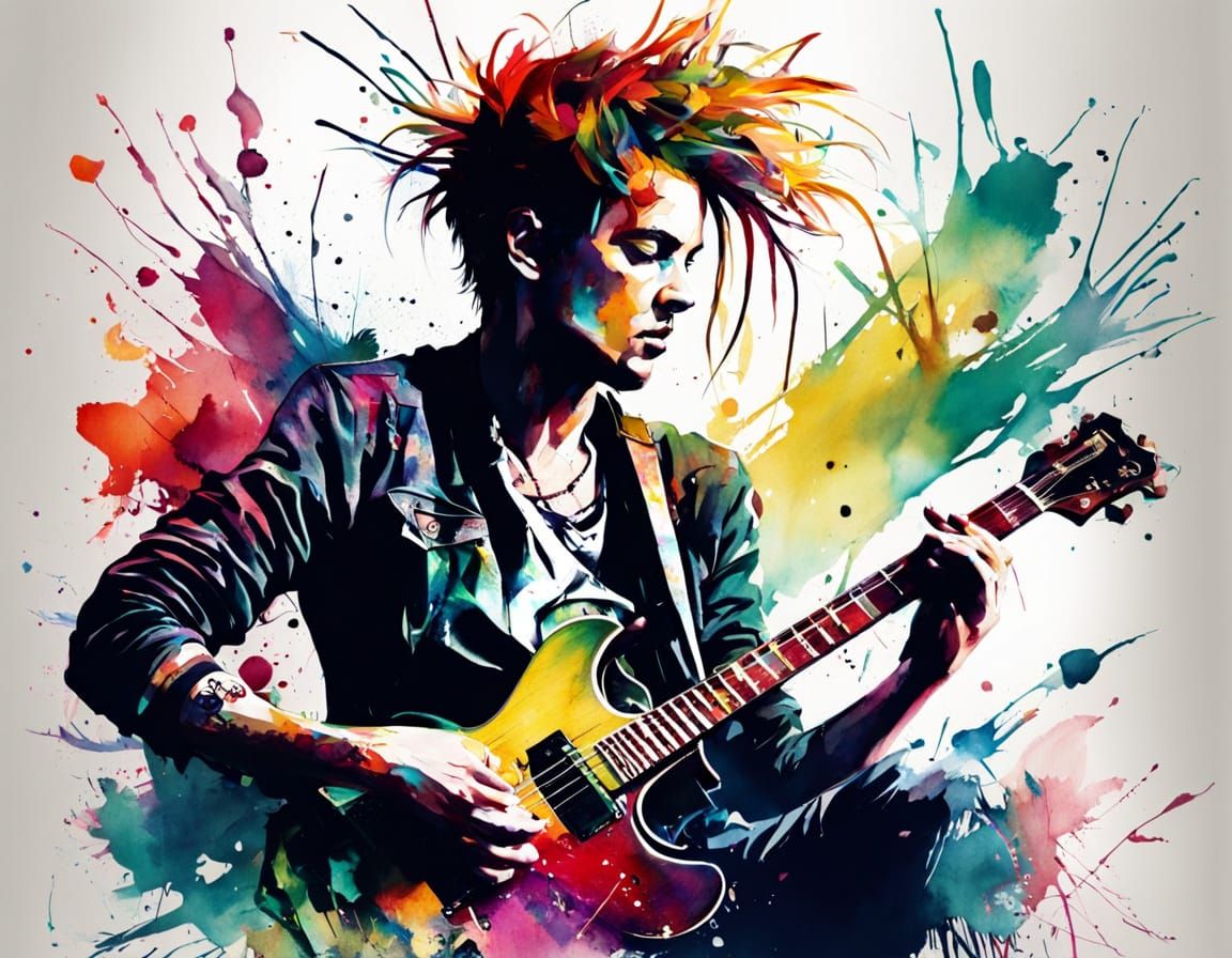 Vibrant Punk Rocker in Whimsical Shopping Mall Scene