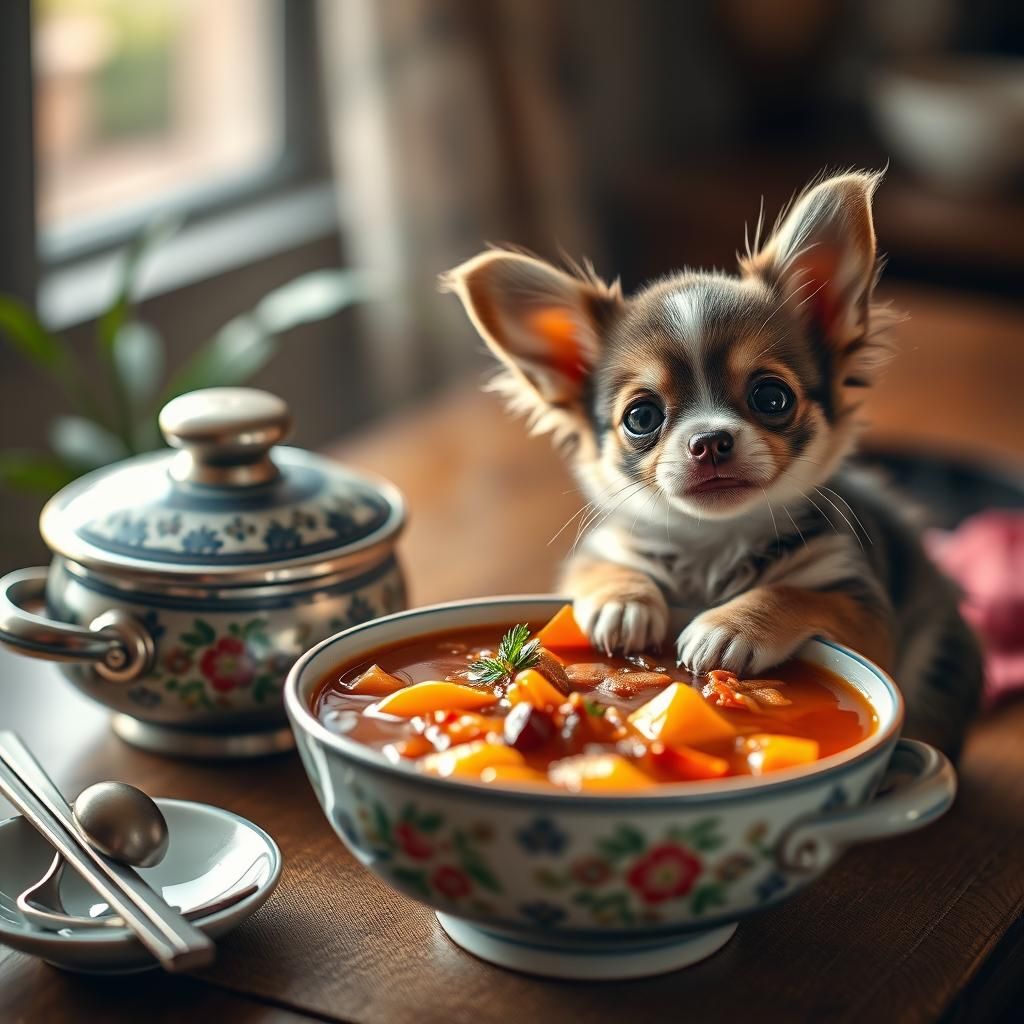 China Tureen with Chihuahua and Kitten Photo