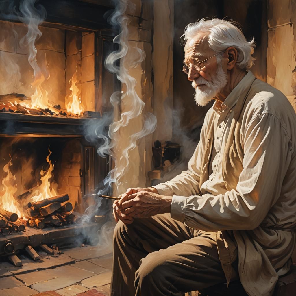 Ethereal Ancestor Telling Stories: Oil Painting Concept Art