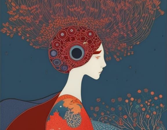 Moody Collage in Dark Blue, Red, and Grey