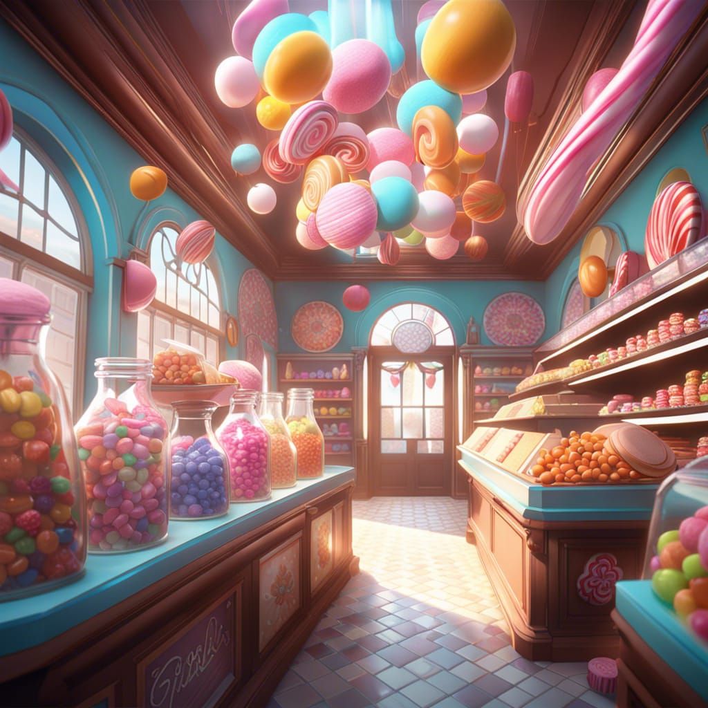 Detailed Candy Shop Concept Art in 8K Resolution