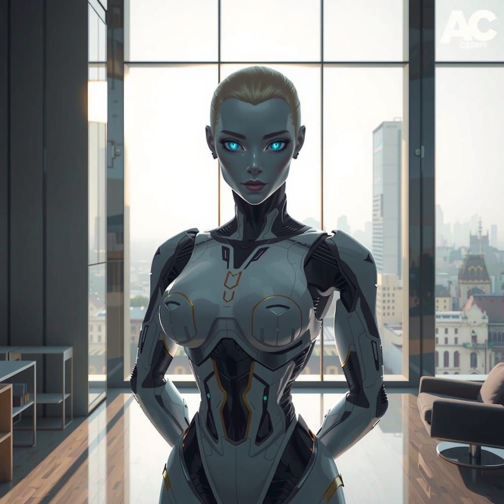 Cybernetic Goddess Unveils Silver Metallic Form