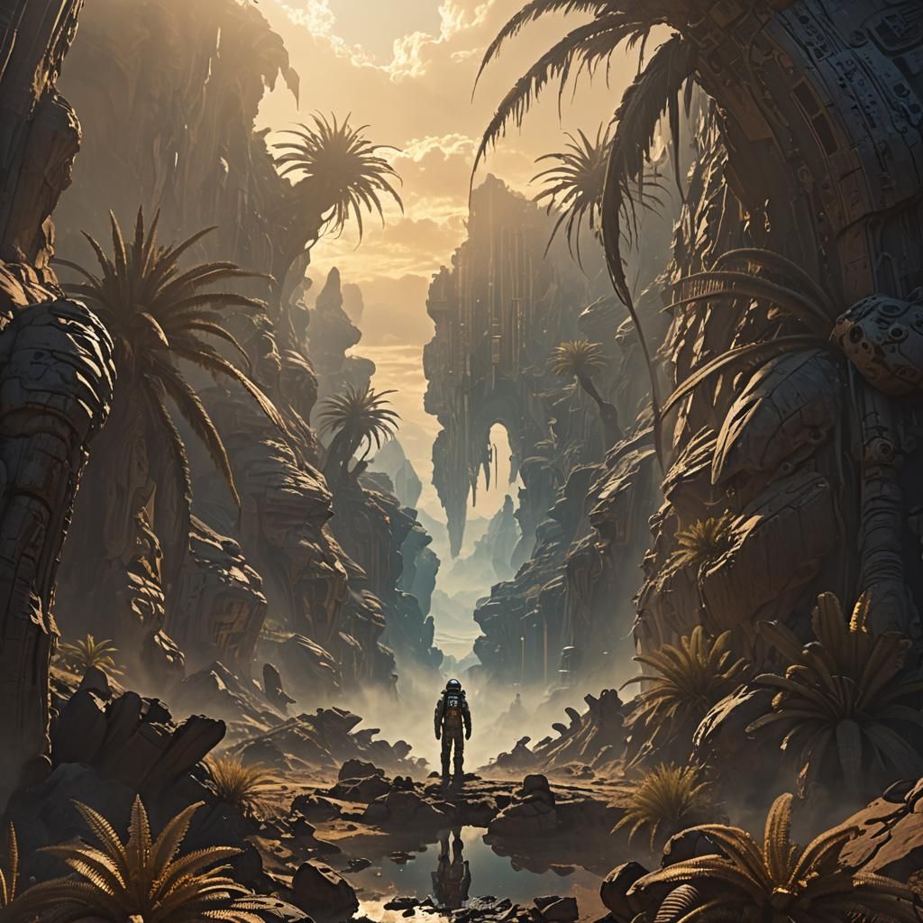 Astronaut at Edge of Alien Structure