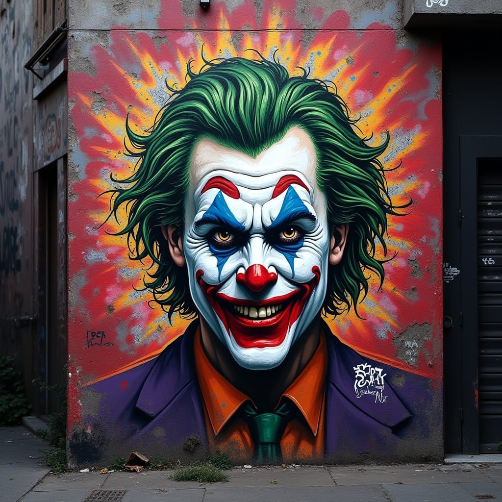 Graffiti Joker Explosion in Basquiat Style