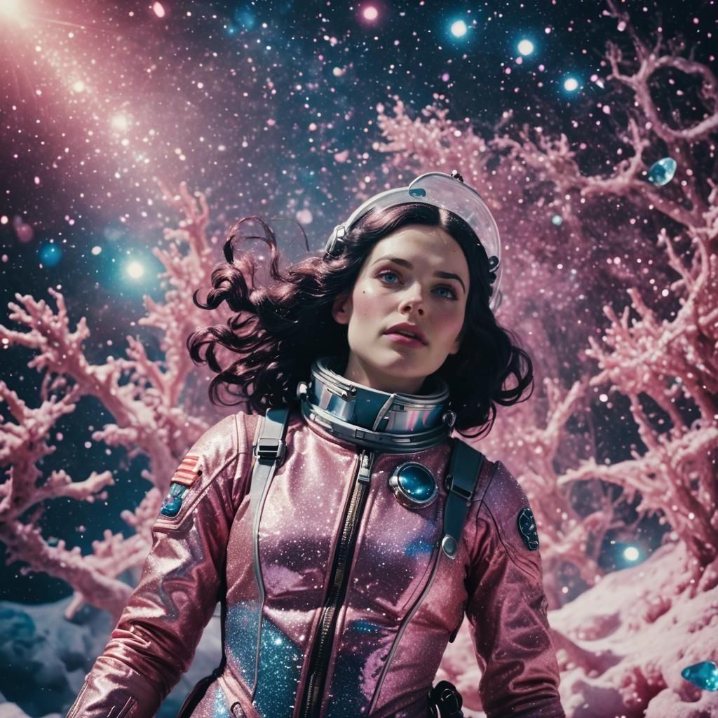 Snow White Space Mermaid in Pink and Blue