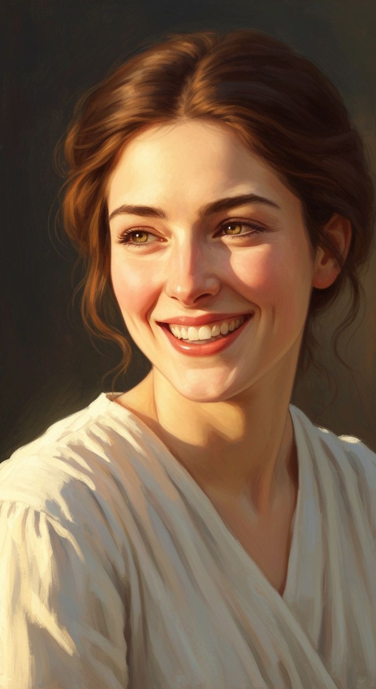 Radiant Woman Embodies Good Fortune with Warm Smile