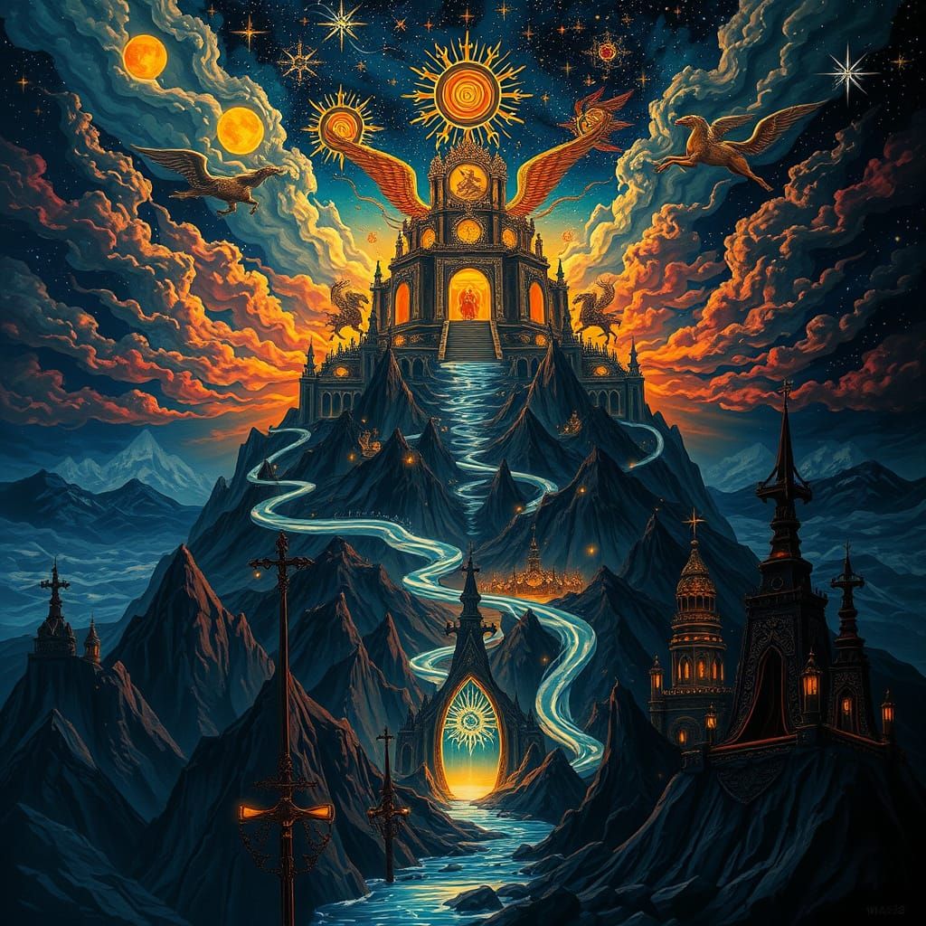 Baltic Pagan Mythology Universe in Dark, Vibrant Layers