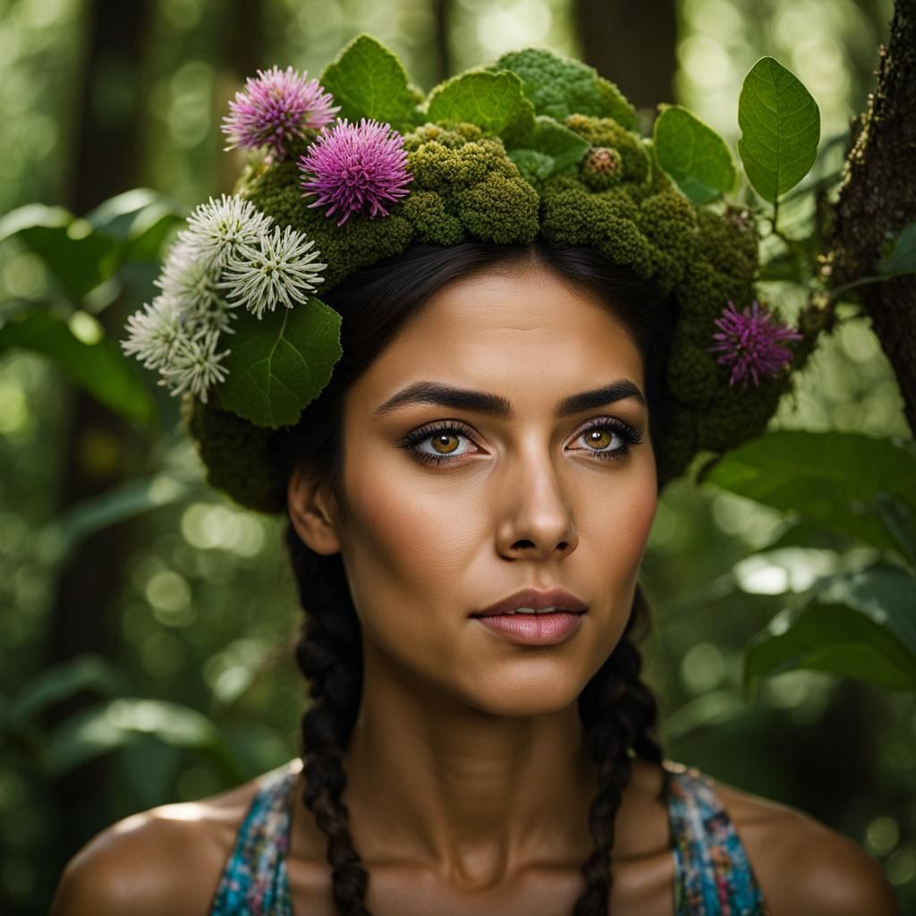 Young Woman Alchemist in Forest Portrait