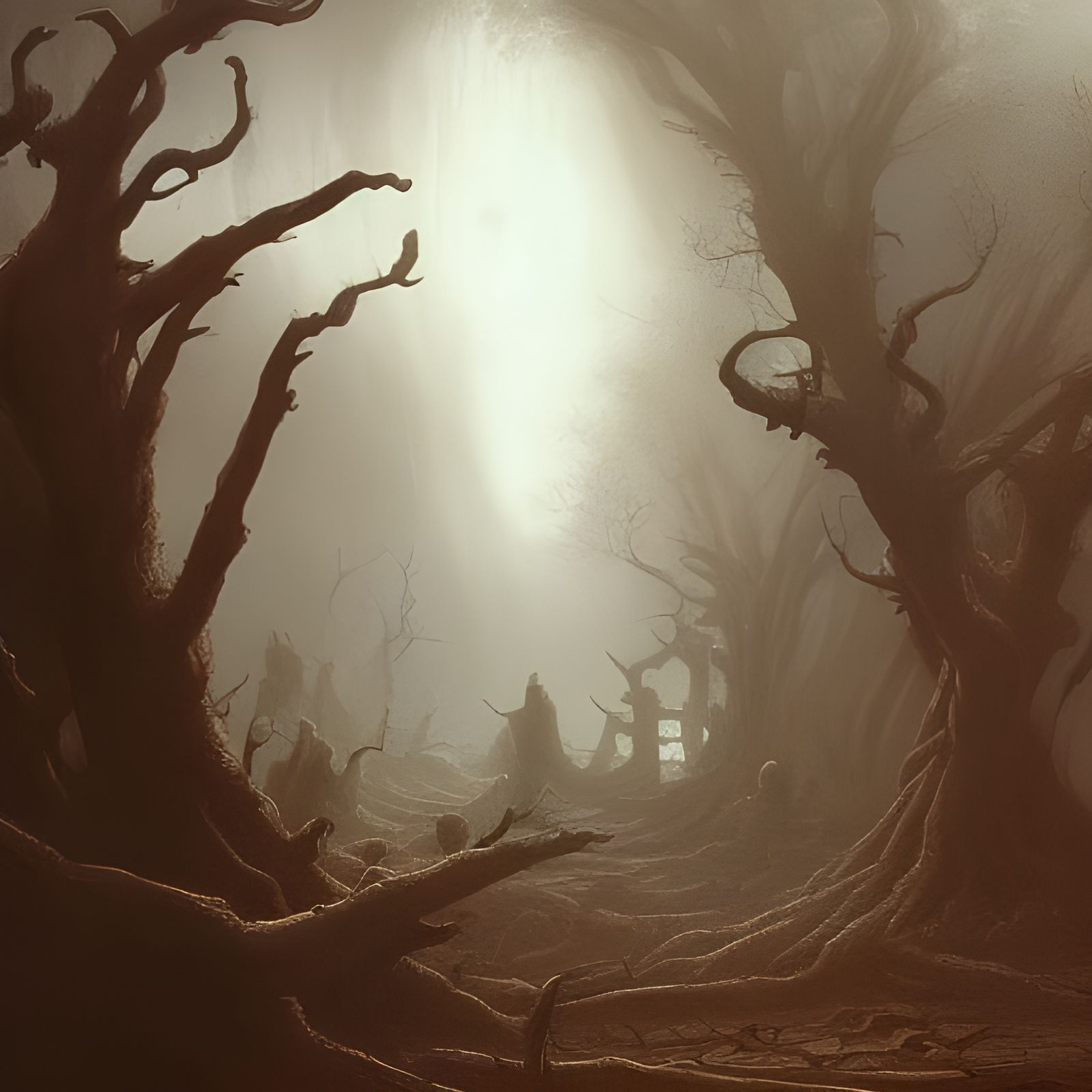 Ancient Tree with Blood-Red Leaves