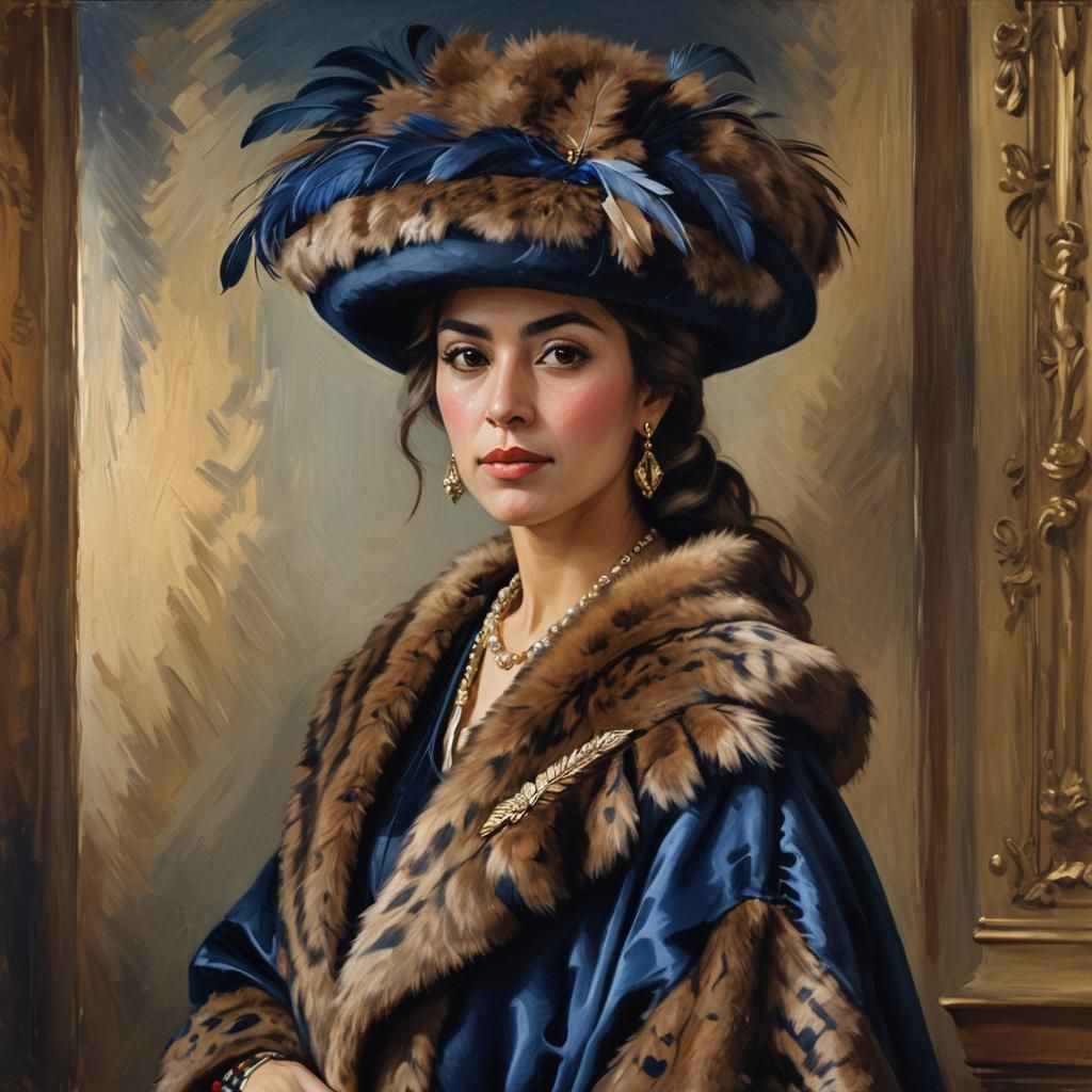 Elegant Portrait of a Mexican Woman in Oil Paint