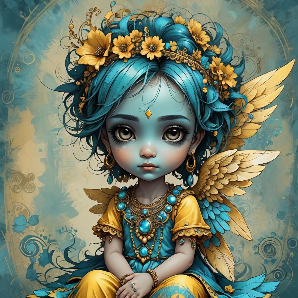 Romani Woman in Vector Art with Turquoise and Yellow