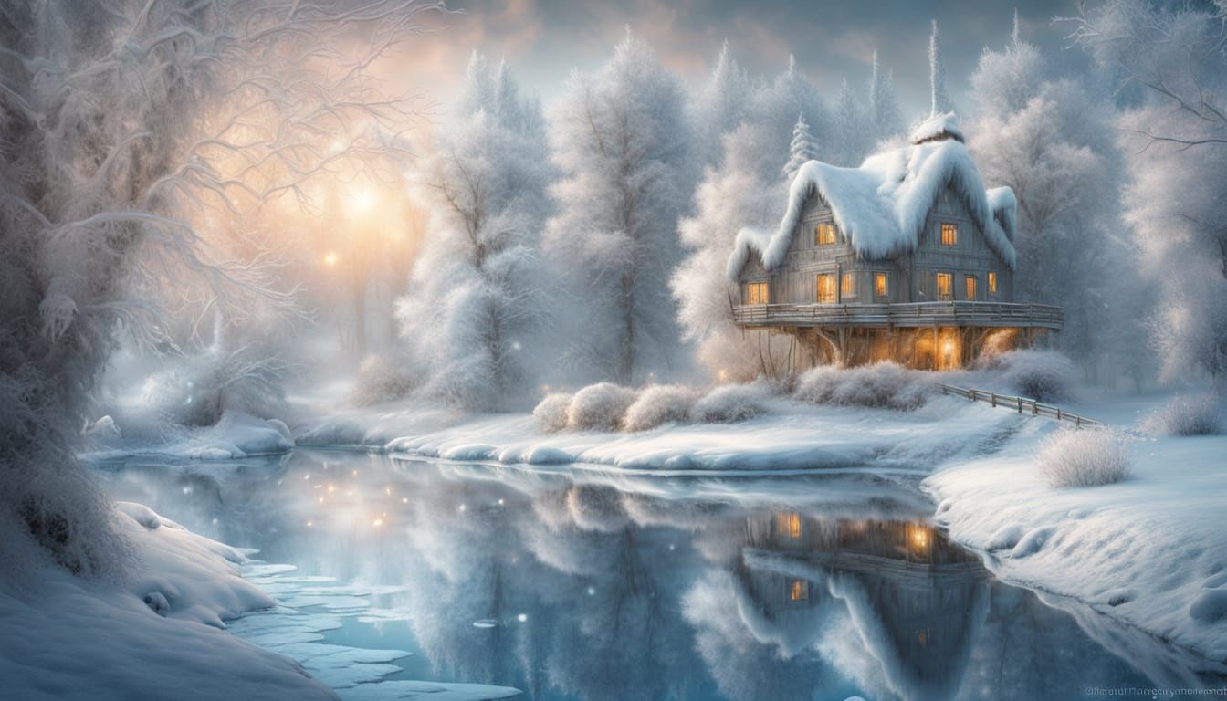 Surreal Winter Wonderland with Ethereal Glow