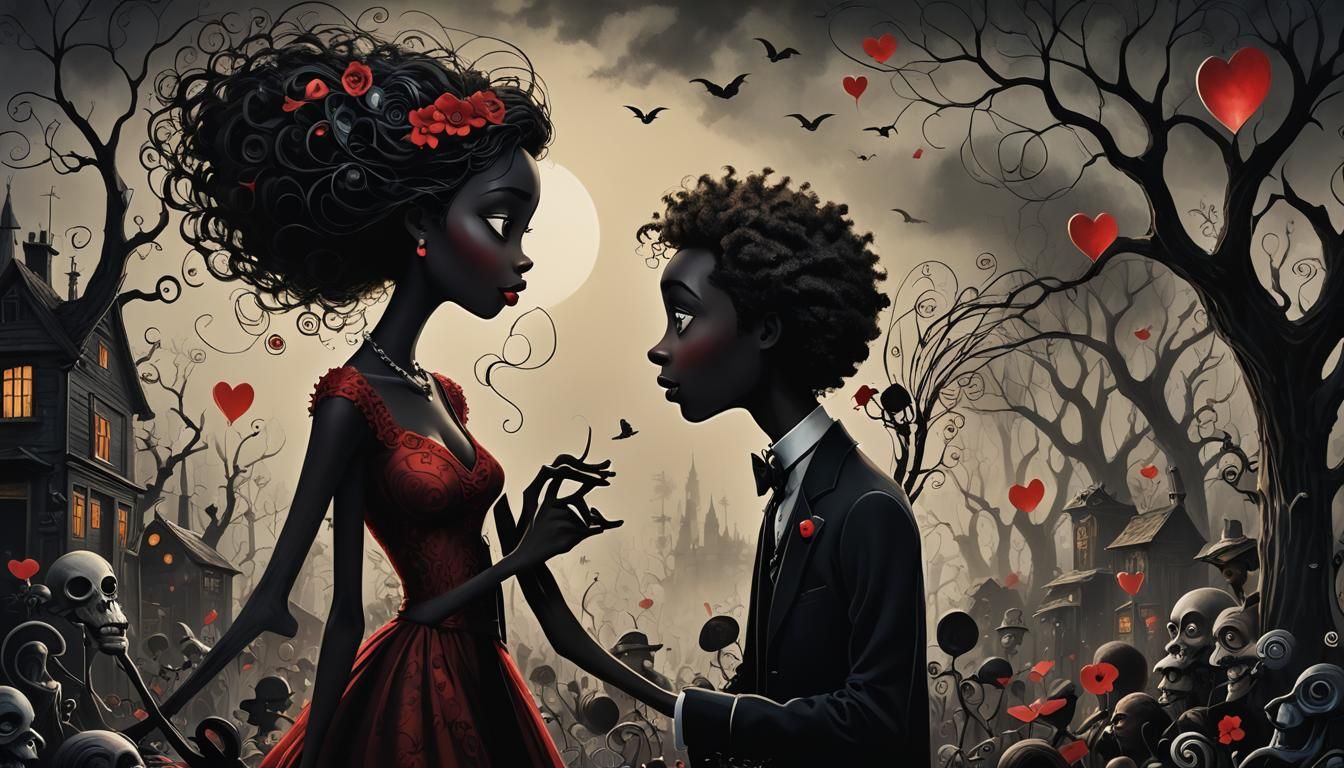 Epic Love Masterpiece in Automatismus and Burton Style