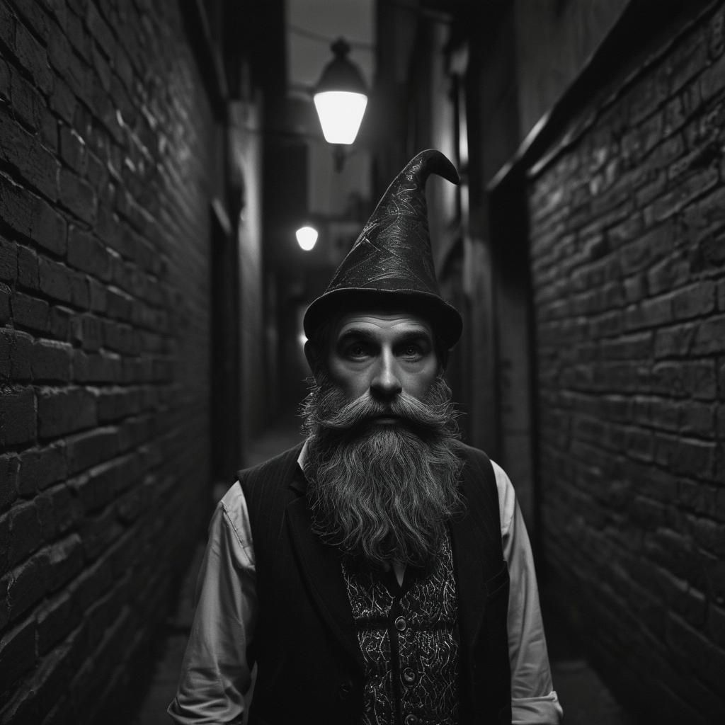 Elegant Gnome in Neo-Noir Film Still