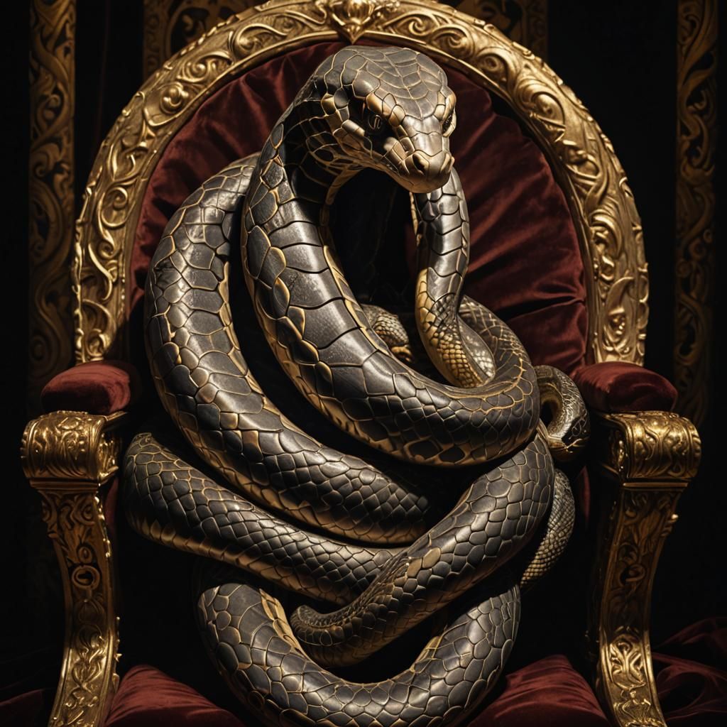 Renaissance Cobra Queen on Velvet Throne
