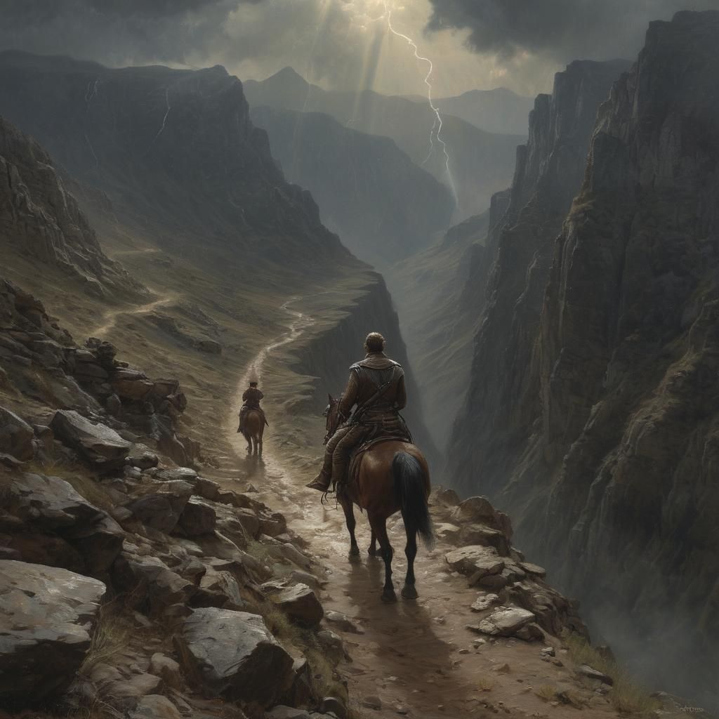 Equestrian Canyon Journey in Stormy Weather