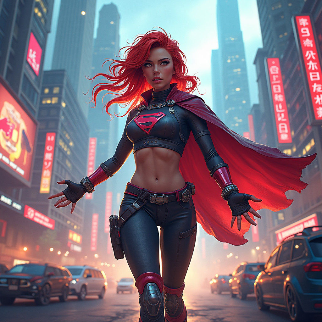 Dynamic Comic Book Hero in Action