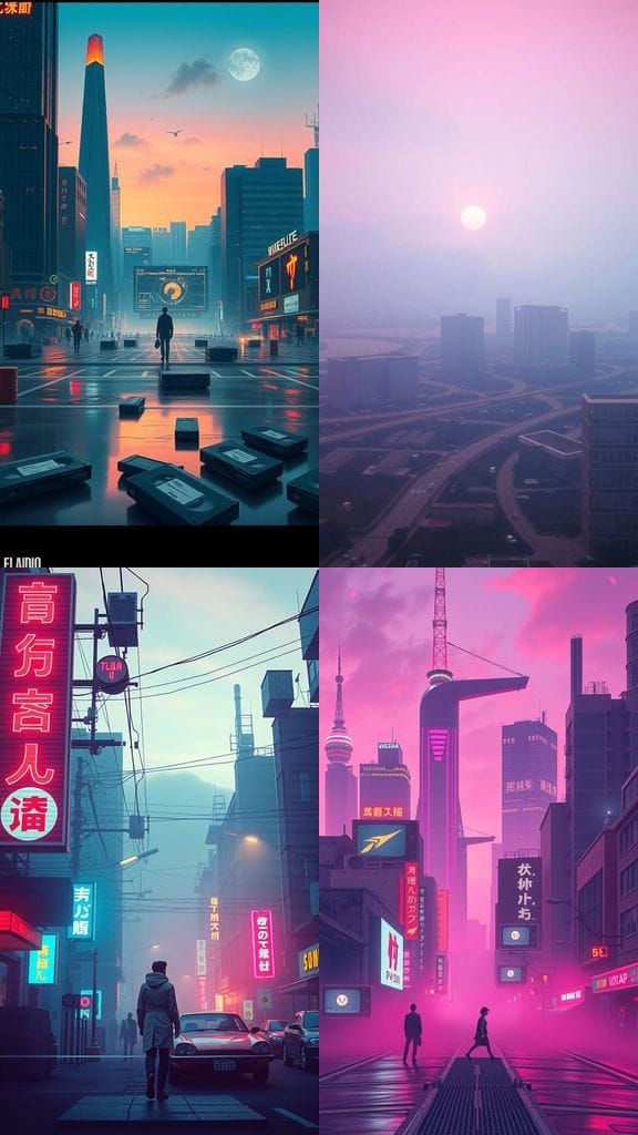 Ethereal Vaporwave Landscape in Neon Hues