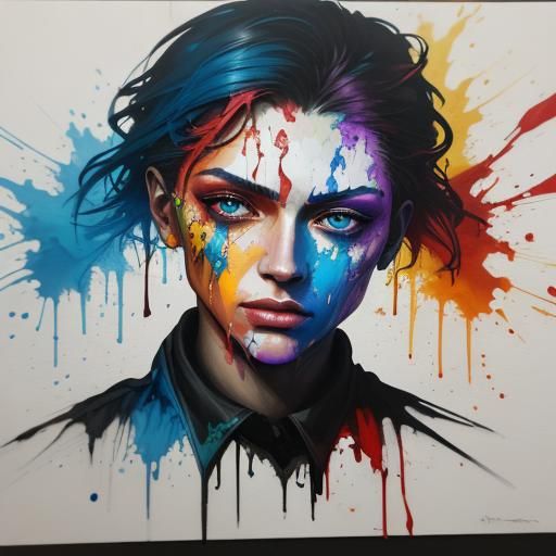 Surreal Cityscape in High Contrast Graffiti Style