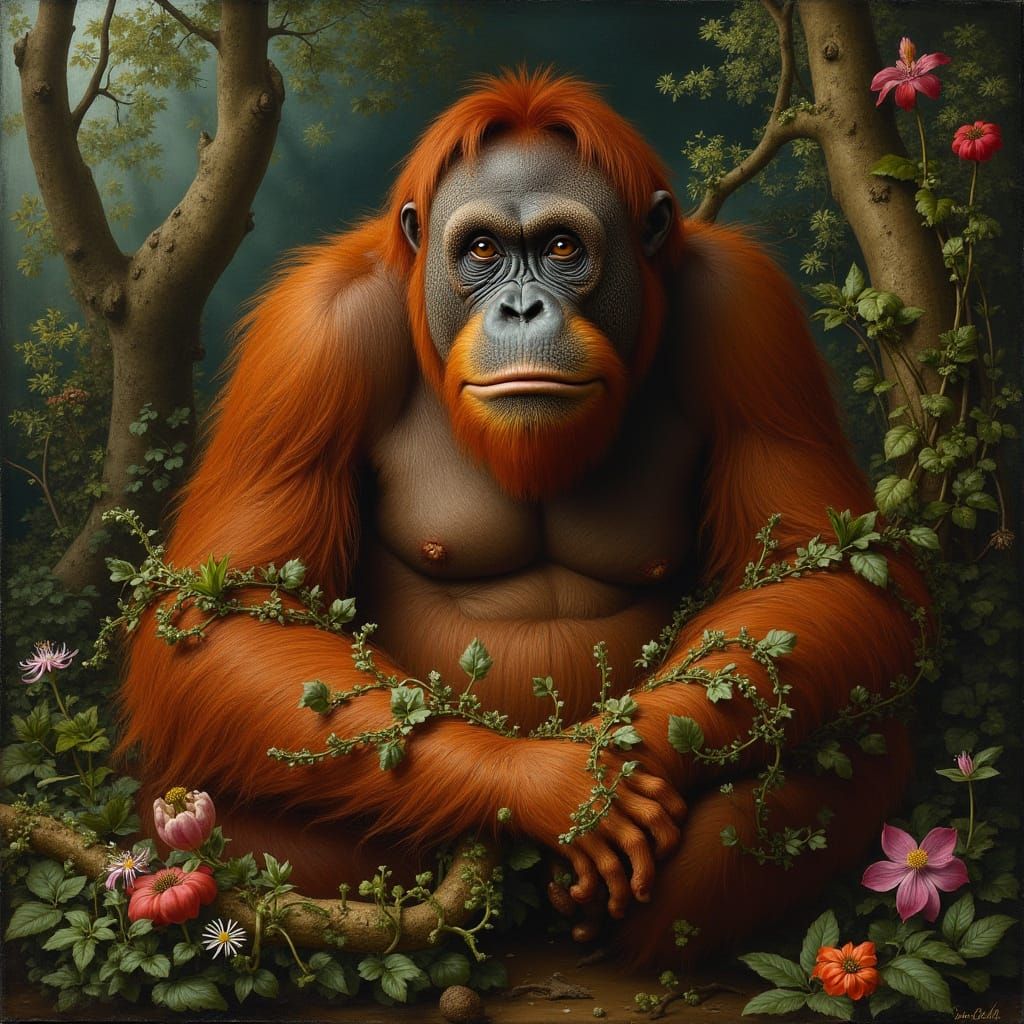 Orangutan Portrait in Renaissance Style