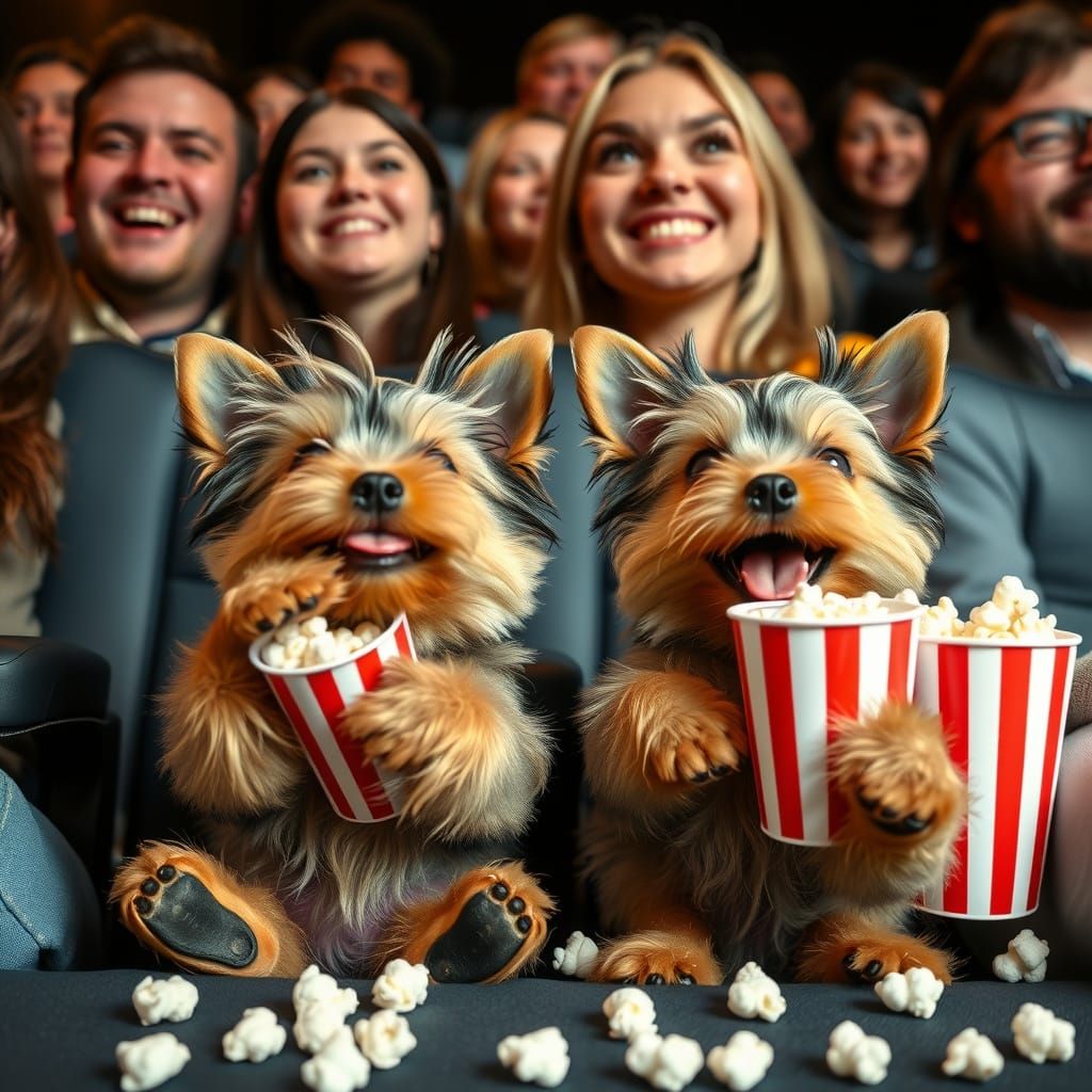 Cute Yorkie Puppies Enjoy a Hilarious Cinema Experience
