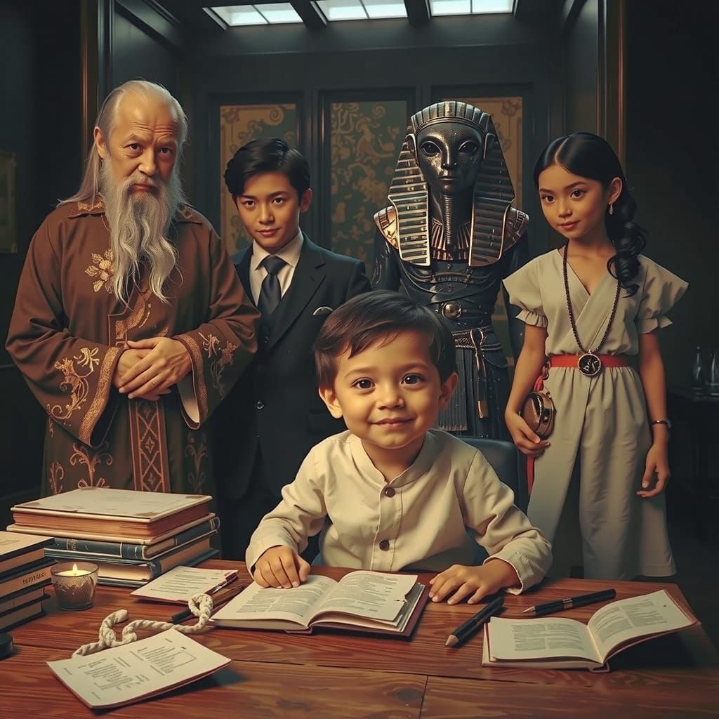 Young Seeker Surrounded by Spirit Guides in Photorealistic A...