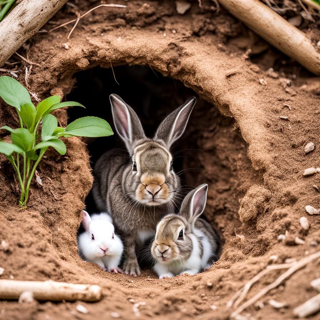 Wild Baby Bunnies in Backyard Burrow