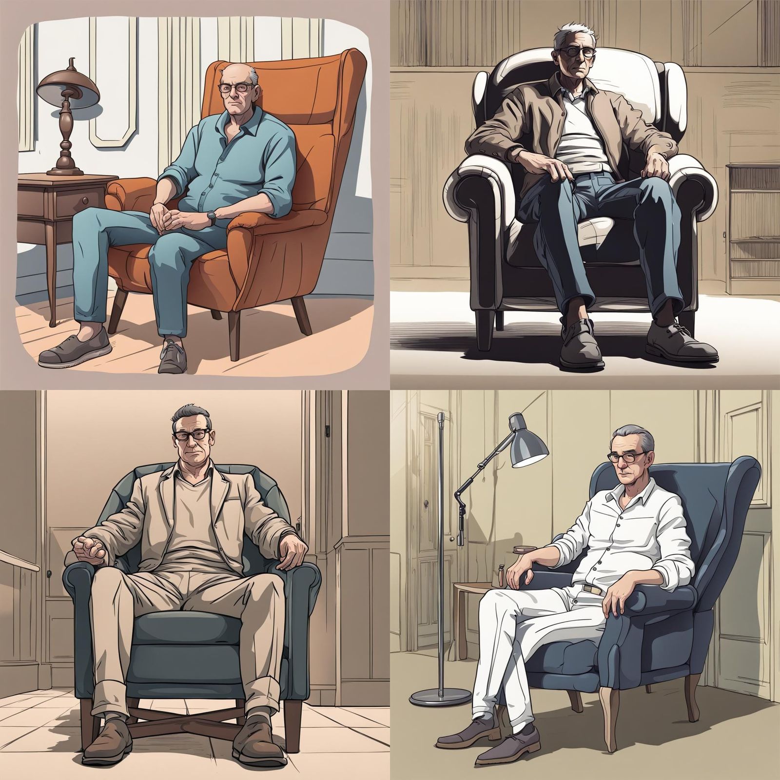 Cel-Shaded Person Sitting in Chair