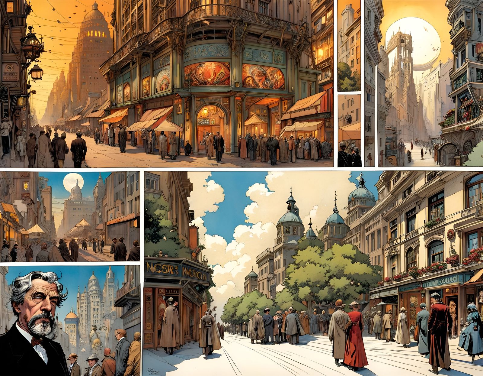 Art Nouveau Comic Book Page Inspired by Clue