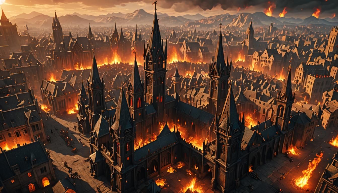 Epic Battle in Hellfire City: 3D Game Art