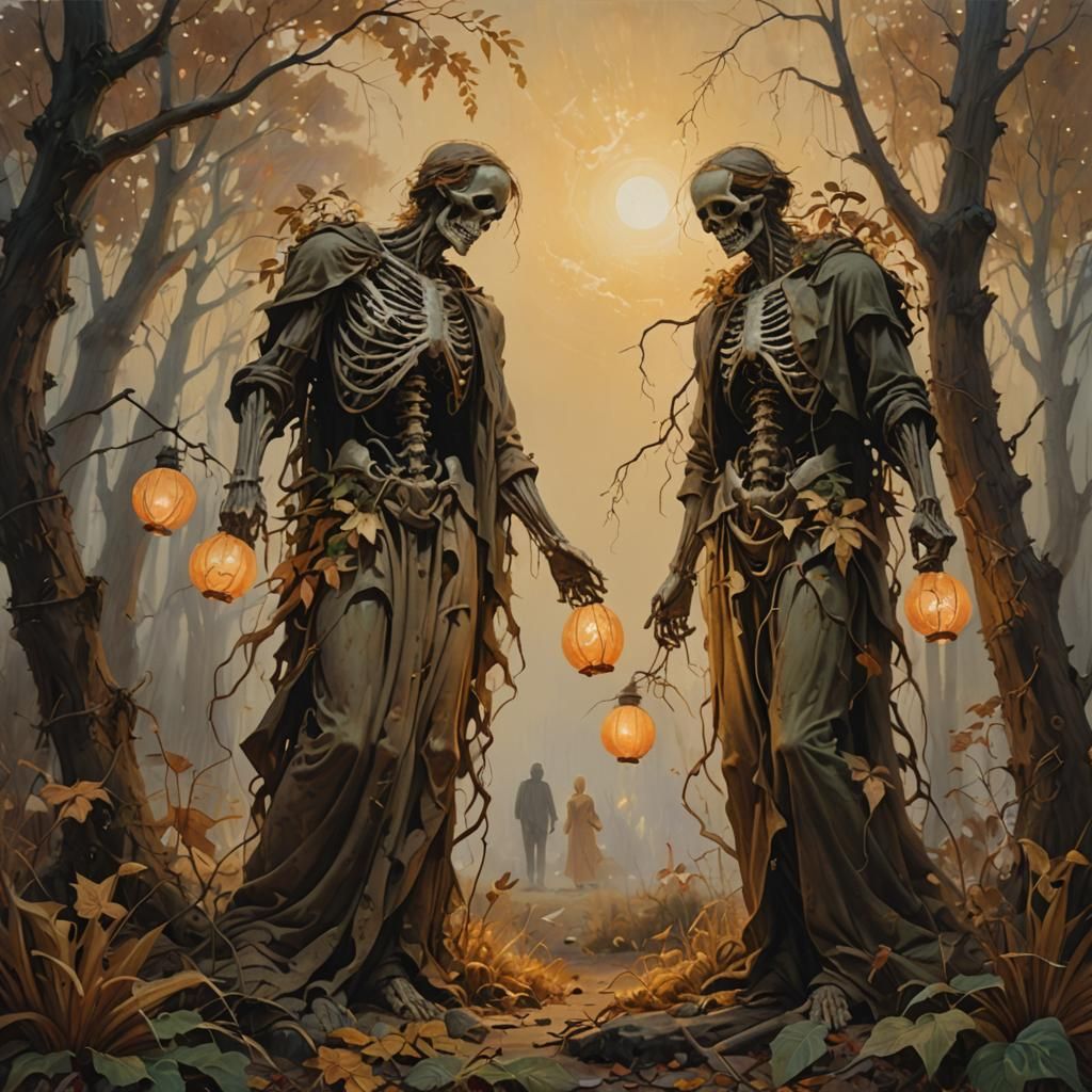 Autumn and Death Landscape Art in Impressionism Style