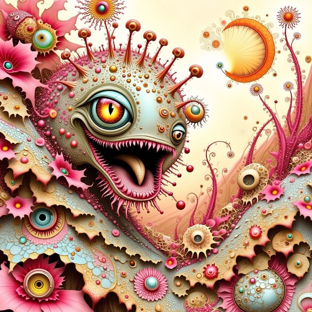 Exquisite Fractal Dreamscape in Traditional Art Style