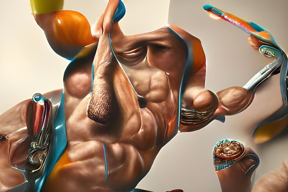 Hyperrealistic Painting: Muscled Man with Knife