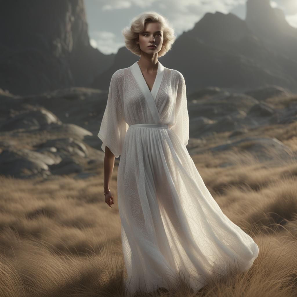 White Model in Lingerie, 8K Rendered Photo