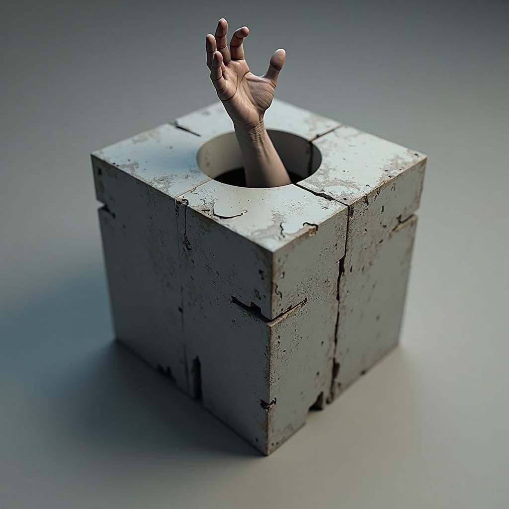 Photorealistic 3D Hand Reaching from Stone Cube
