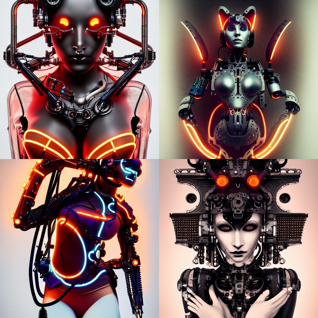 Steampunk Cyborg Fox Woman with Neon Details