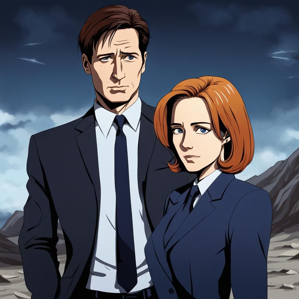 James Bond, Mulder and Scully in Anime Style