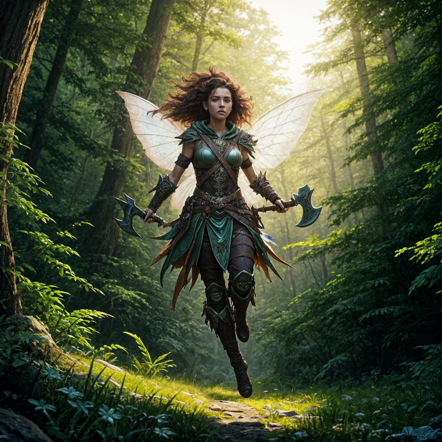 D&D Fairy Ranger in Vibrant Forest Art
