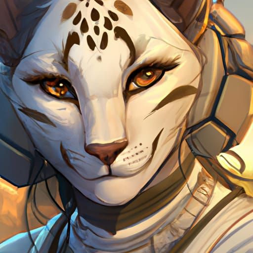 Fantasy Tabaxi Character Portrait in Hyperdetailed Style