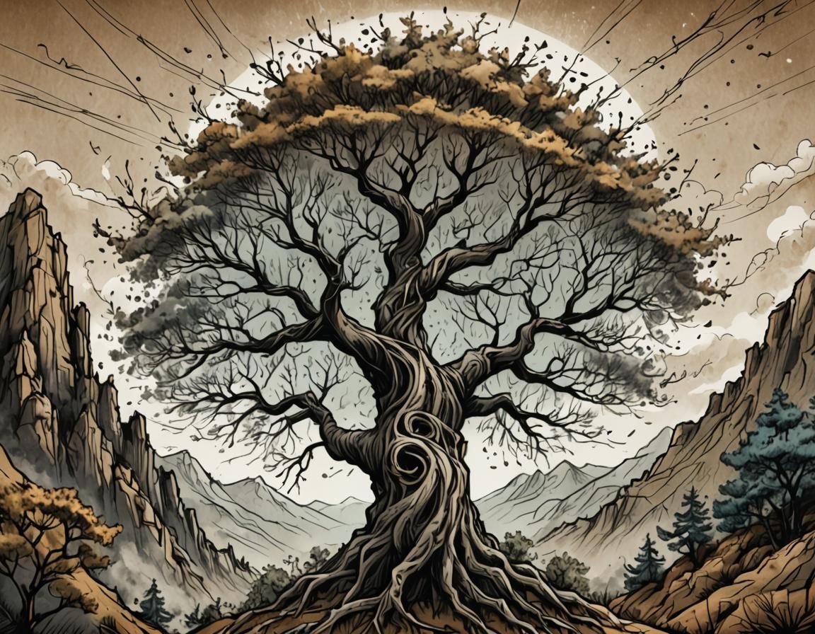 Whimsical Sketchy Fantasy Landscape Illustration