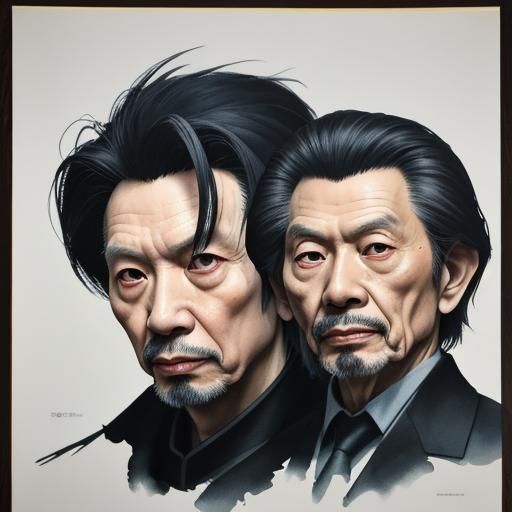 Dynamic double exposure poster  in watercolours of James Hon...